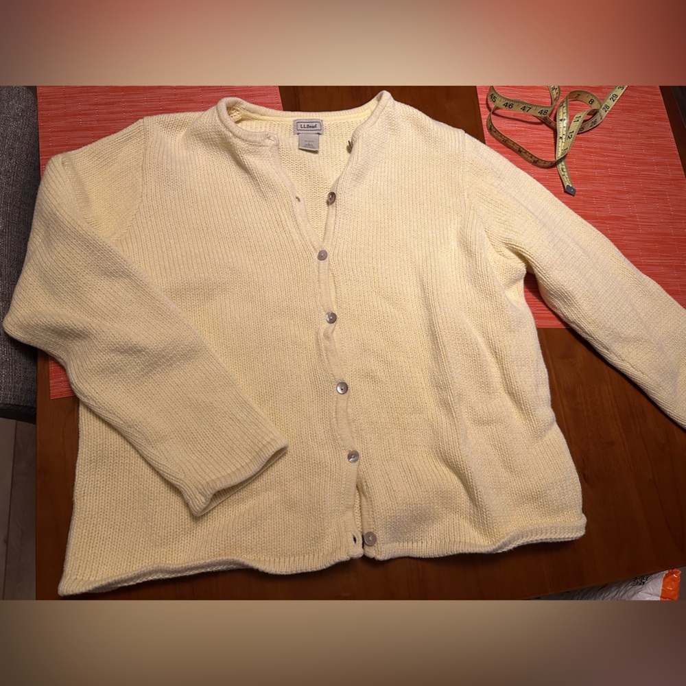Vintage ll bean 100% cotton yellow cardigan